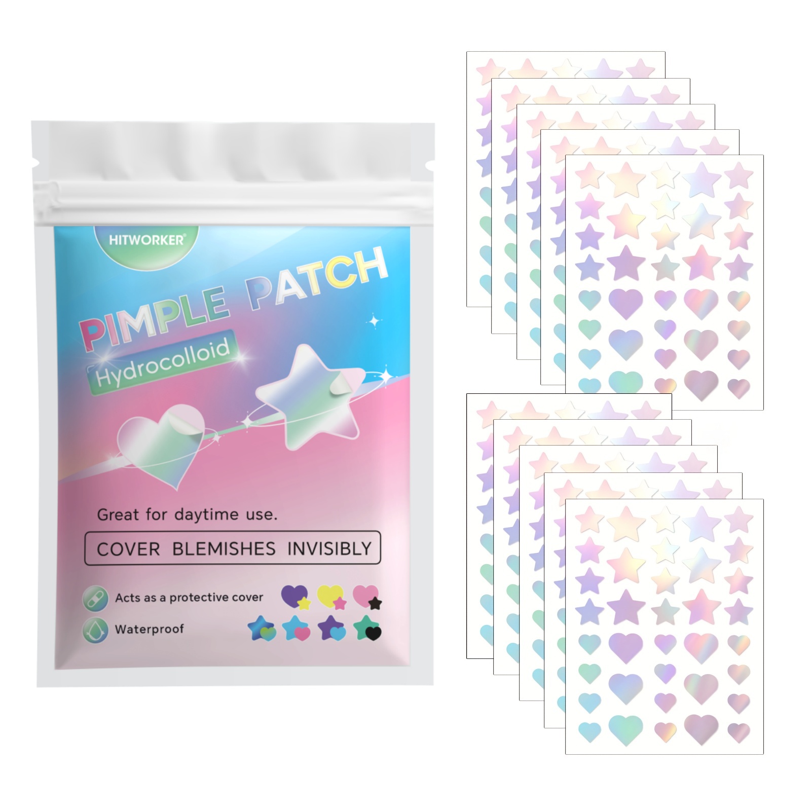 Skincare Gentle - 360 Stück bunte Akne-Pflaster – sanfte