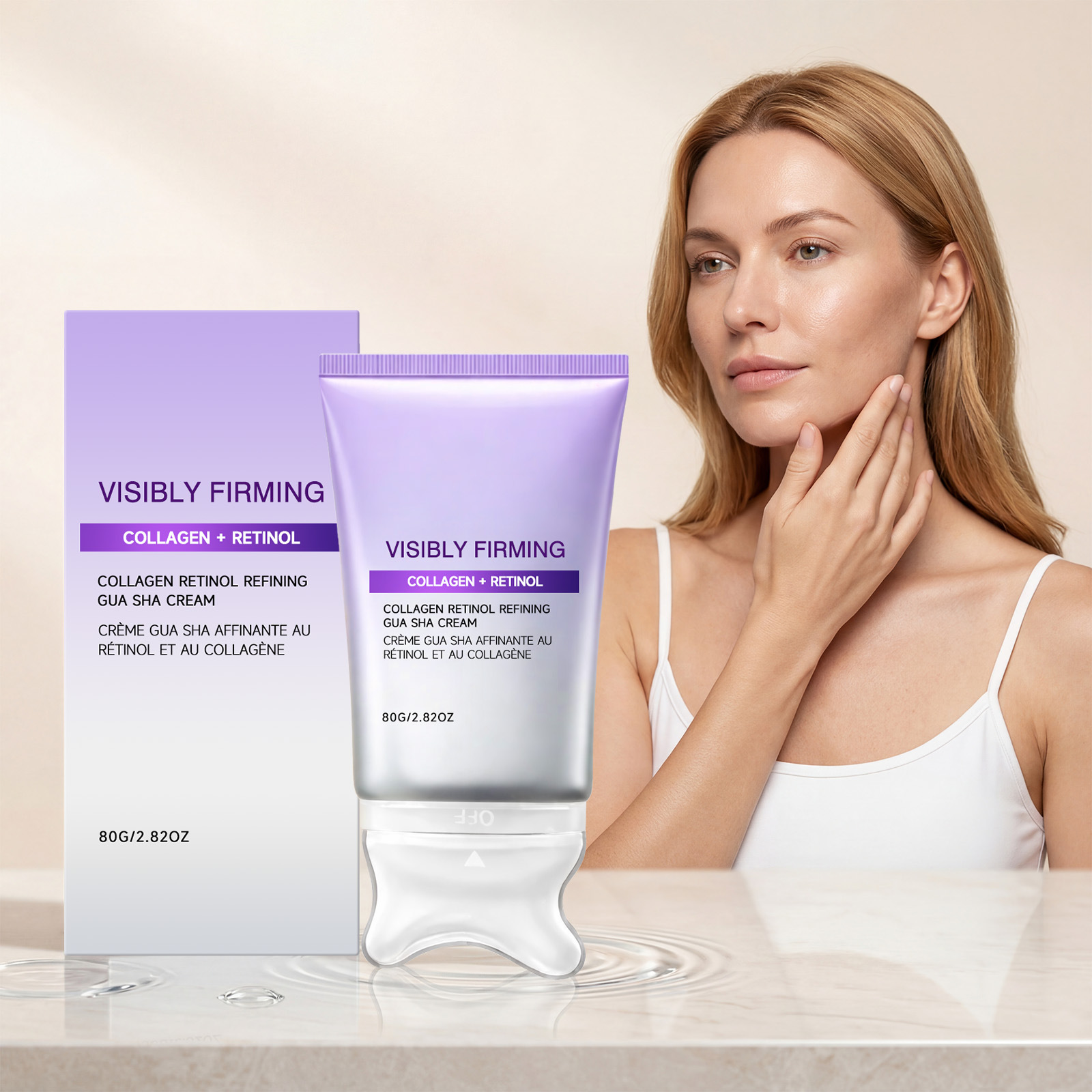 Skincare Retinol - Straffende Gesichtscreme mit Schaber-Massagegerät zur Hautkonturierung
